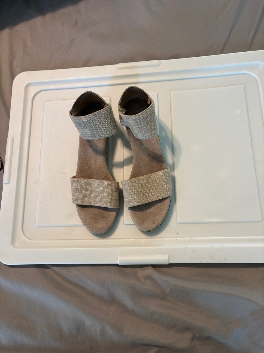 Taupe Double-Strap Slide Sandals